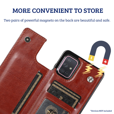 Samsung Galaxy A71 5G Compatible Case Cover With Leather Wallet - Rose Gold